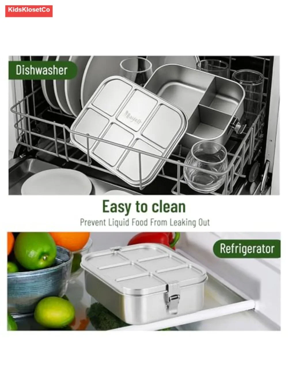 Stainless Steel Bento Box 3 Compartments Leak-proof Lunch Container
